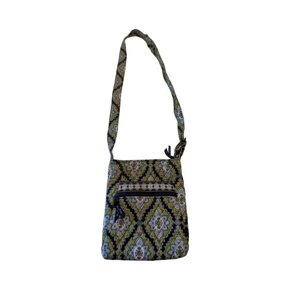 Vera Bradley Hipster Crossbody‎ Bag Provencal Green Navy Blue Quilted Cotton